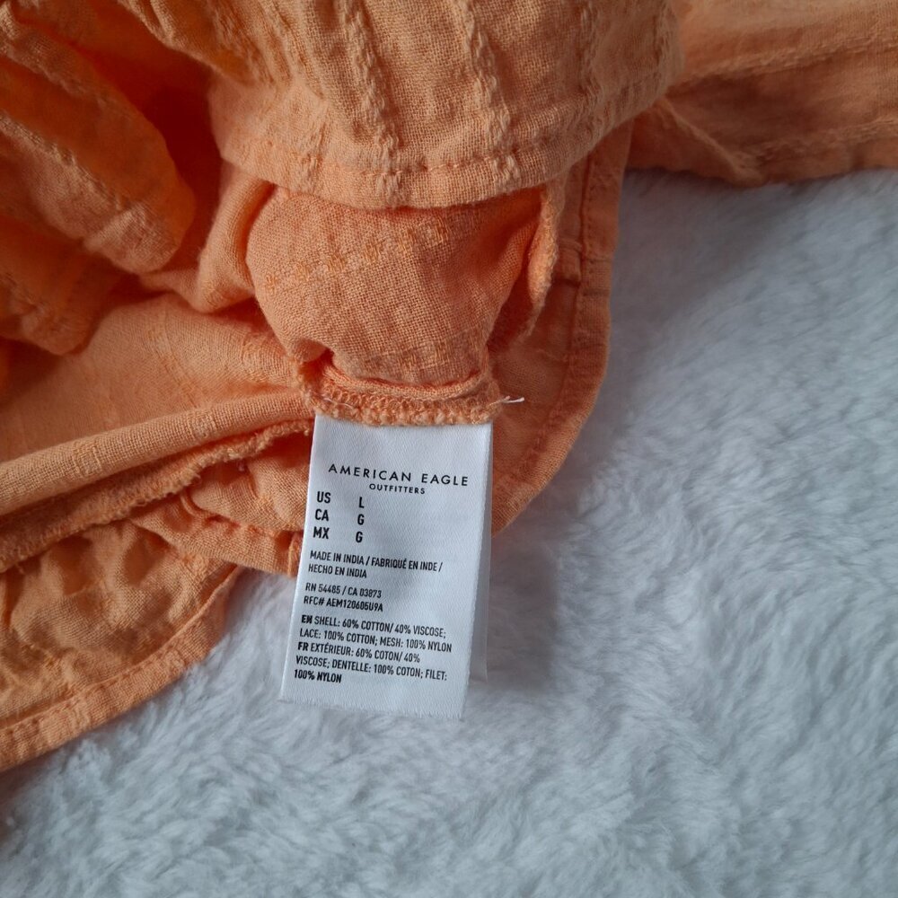 American Eagle Crochet Bolero Top Sz L Relaxed Cover Up Boho Cottagecore - Picture 12 of 16
